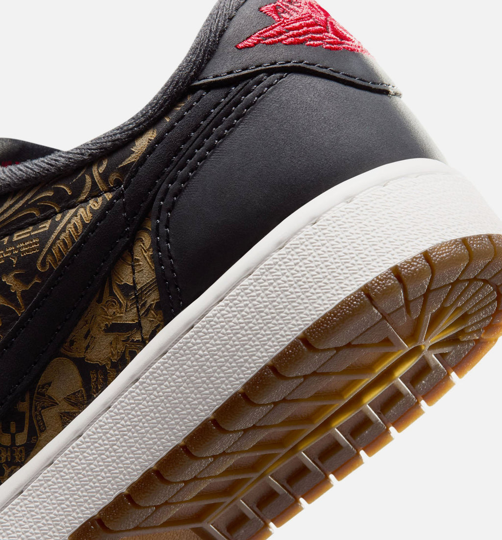 Air Jordan 1 Retro Low OG Laser Grade School Sneakers - Black / Varsity Red