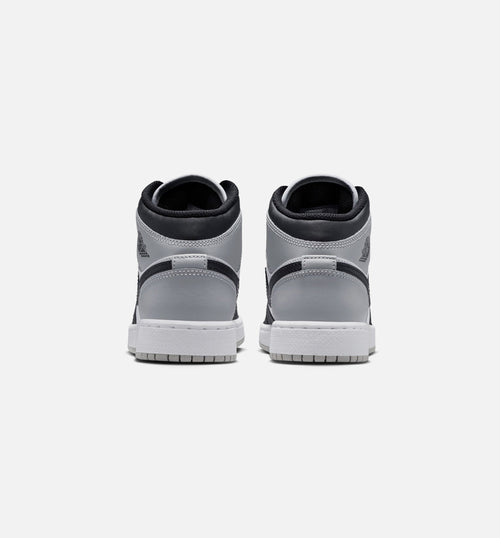 Air Jordan 1 Mid Grade School Sneakers - White / Light Smoke Grey / Black